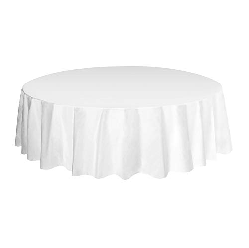 allgala 12-Pack Premium Plastic Table Cover Medium Weight Disposable Tablecloth-12PK Round 84"-White -TC58501