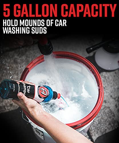 Adam's Wash Bucket (5 Gallon Bucket + Grit Guard) - Car Detailing Tool for Car Washing & Garage Storage | Stores Car Wash Soap, Foam Cannon, Foam Gun, Microfiber Towels & More