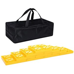 Homeon Wheels Camper Leveling Blocks, Ideal for Leveling Single and Dual Wheels, Heavy Duty Rv Leveling Blocks and Chocks Anti-Slip Pads Design, Camper Levelers 10 Pack with Carrying Bag (WH-102)