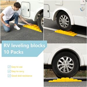 Homeon Wheels Camper Leveling Blocks, Ideal for Leveling Single and Dual Wheels, Heavy Duty Rv Leveling Blocks and Chocks Anti-Slip Pads Design, Camper Levelers 10 Pack with Carrying Bag (WH-102)