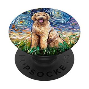 cute goldendoodle starry night doodle dog art by aja popsockets popgrip: swappable grip for phones & tablets