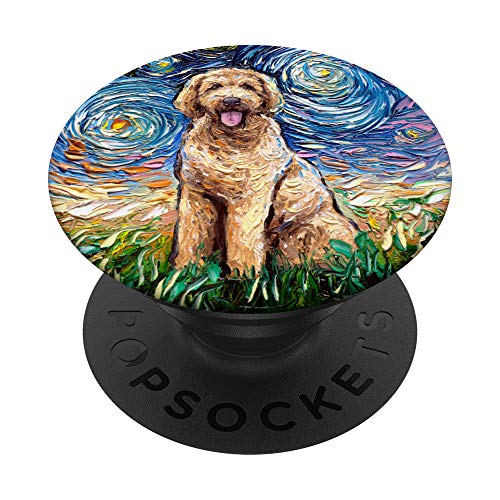 Cute Goldendoodle Starry Night Doodle Dog Art by Aja PopSockets PopGrip: Swappable Grip for Phones & Tablets