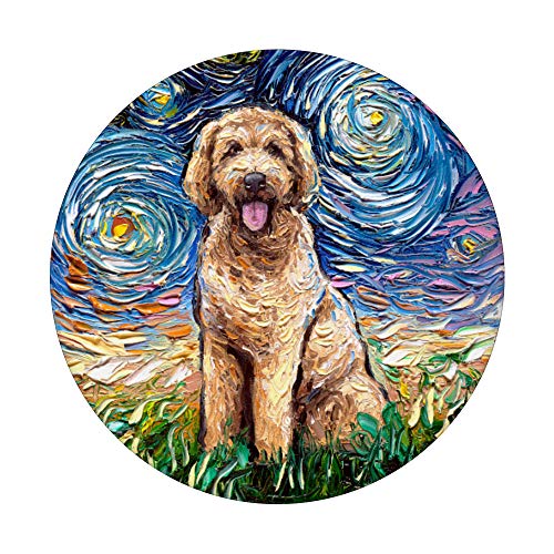 Cute Goldendoodle Starry Night Doodle Dog Art by Aja PopSockets PopGrip: Swappable Grip for Phones & Tablets