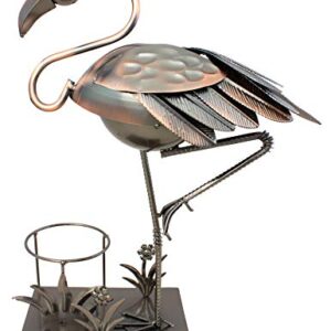 BRUBAKER Wine Bottle Holder 'Flamingo' - Table Top Metal Sculpture - with Greeting Card