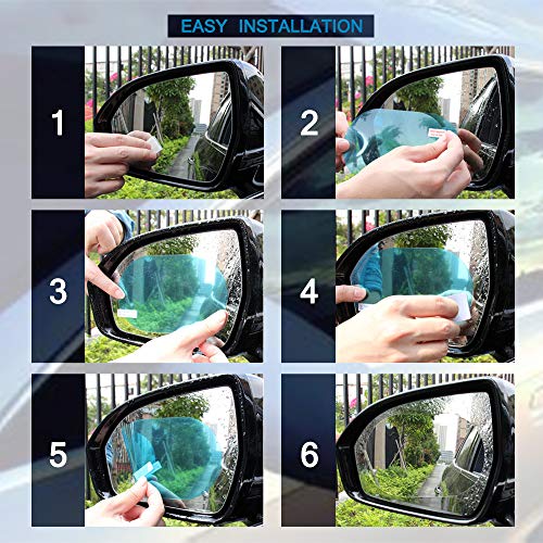 AutoEC 10PCS Car Rearview Mirror Film Waterproof Rainproof High-Definition Transparent Nano-Coated Membrane Protective Sticker, Rain Proof Film for Car Window, Rearview Film for Safe Driving