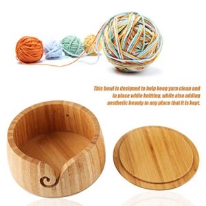 Bamboo Yarn Bowl, Large Yarn Bowls Yarn Holder for Knitting&Crochet, Yarn Storage Bowl with Removable Lid, Perfect Christmas Gifts for Moms and Grandmothers