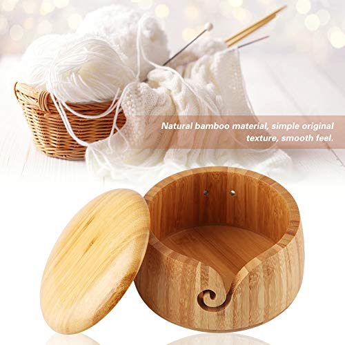 Bamboo Yarn Bowl, Large Yarn Bowls Yarn Holder for Knitting&Crochet, Yarn Storage Bowl with Removable Lid, Perfect Christmas Gifts for Moms and Grandmothers