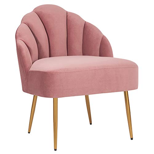 Amazon Brand – Rivet Sheena Glam Tufted Velvet Shell Chair, 23.5'W, Rose