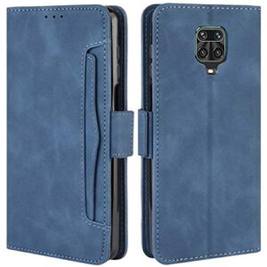 hualubro xiaomi redmi note 9s case, redmi note 9 pro case, magnetic full body protection shockproof flip leather wallet case cover with card slot holder for redmi note 9s phone case (blue)