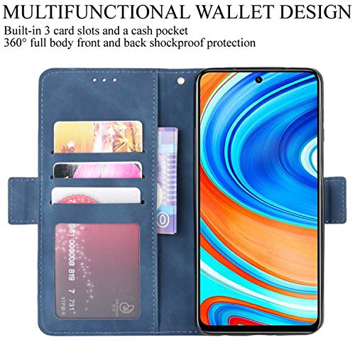 HualuBro Xiaomi Redmi Note 9S Case, Redmi Note 9 Pro Case, Magnetic Full Body Protection Shockproof Flip Leather Wallet Case Cover with Card Slot Holder for Redmi Note 9S Phone Case (Blue)