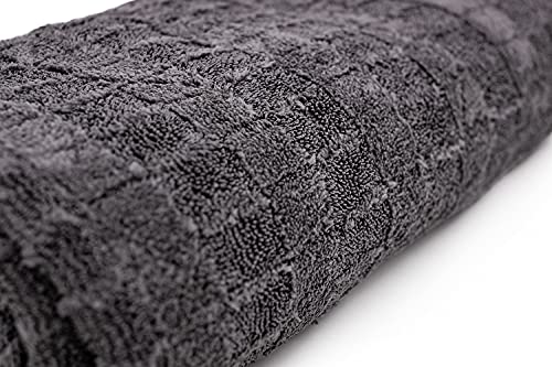 The Rag Company - The Gauntlet Drying Towel - 70/30 Blend Korean Microfiber, Designed to Dry Vehicles Faster, More Thoroughly & More Gently Than Others, 900gsm, 20in x 30in, Ice Grey + Grey