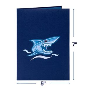 Paper Love 3D Pop Up Fathers Day Card, Shark, For Husband, Son, Anyone, All Occasion, Handmade - 5" x 7" Cover - Includes Envelope and Note Tag