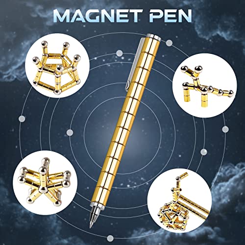 BeautyChen Magnetic Fidget Pen Toy Magnet Gel Pen Fidget Toy Think Ink Pen Transformed into Variety of Creative for Intellectual Learning and Stress Reduction Gifts (Gold)