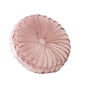 Jojocotduv Craftsmanship Pleated Throw Pillow, Home Decorative Round Pumpkin Velvet Cushion, Floor Pillows for Living Room Chair Couch Sofa (Pink)