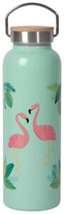 now designs stainless steel water bottle with bamboo lid, mermaids - 18 oz capacity