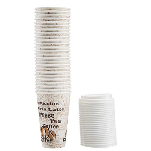 Amazon Basics Hot Cups with Lids, Café Design, 16 oz, 100-Count