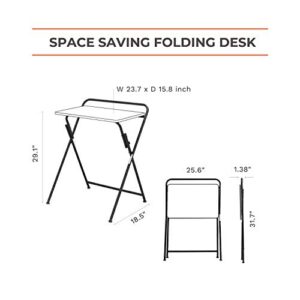 SOFSYS Modern Folding Desk for Small Space, Computer Gaming, Writing, Student and Home Office Organization, Industrial Metal Frame with Premium Desktop Surfaces, Oak/Black