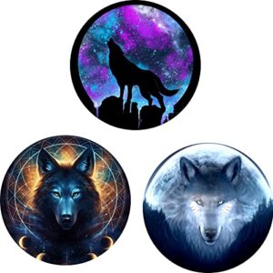(3 pack) cell phone holder galaxy wolf watercolor expanding grip stand finger kickstand for smartphone and tablets