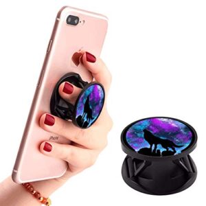 (3 Pack) Cell Phone Holder Galaxy Wolf Watercolor Expanding Grip Stand Finger Kickstand for Smartphone and Tablets