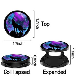 (3 Pack) Cell Phone Holder Galaxy Wolf Watercolor Expanding Grip Stand Finger Kickstand for Smartphone and Tablets