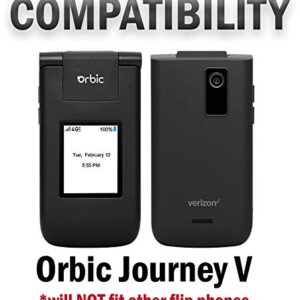 Case for Orbic Journey, Nakedcellphone [Black Vegan Leather] Form-Fit Cover with [Built-in Screen Protection] and [Metal Belt Clip] for Verizon Wireless Orbic Journey V/L Flip Phone ORB2200LBVZ