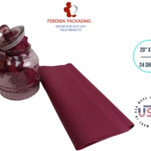 Burgundy Tissue Paper Squares, Bulk 24 Sheets, Premium Gift Wrap and Art Supplies for Birthdays, Holidays, or Presents by Feronia packaging, Large 20 Inch x 30 Inch