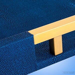 Home Redefined Modern Elegant 18”x12” Rectangle Navy Blue Rectangle Shagreen Decorative Ottoman Coffee Table Perfume Living Room Kitchen Serving Tray with Brass Gold Metal Handles for All Occasion's