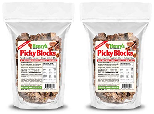 Henry's Picky Blocks - Nutritionally Complete Rodent Blocks – Food for Squirrels, Flying Squirrels, and Chipmunks, 11 Ounces (2-Pack)