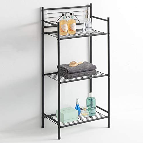 LEEDA 3-Tier Freestanding Multipurpose Storage Shelves Heavy Duty Metal Shelving Unit, Display Plants Flowers Bath Essentials, for Kitchen Bathroom Office, Black