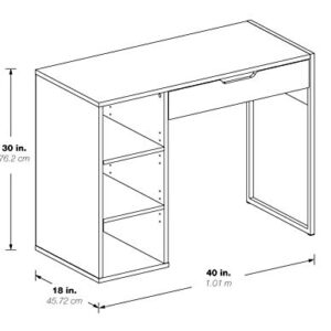 OSP Home Furnishings Ravel 40-Inch Wide Writing Desk, White