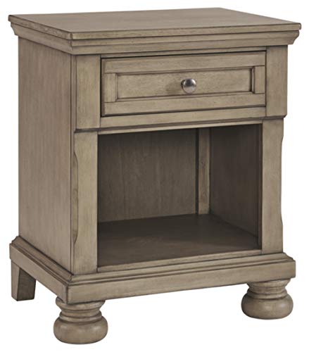 Signature Design by Ashley Lettner Modern Traditional 1 Drawer Nightstand, Light Gray