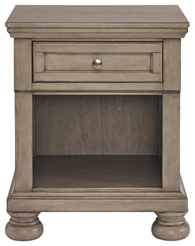 Signature Design by Ashley Lettner Modern Traditional 1 Drawer Nightstand, Light Gray