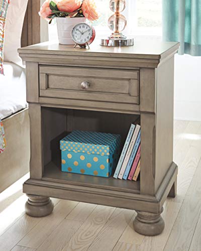 Signature Design by Ashley Lettner Modern Traditional 1 Drawer Nightstand, Light Gray