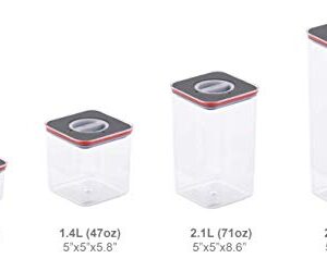 Neoflam Airtight Smart Seal Food Storage Container (Set of 3, Square) | Crystal Clear Body | Modular, Stackable, Nestable Design | Easy to Clean, BPA Free (0.6 L, 20.2 oz)
