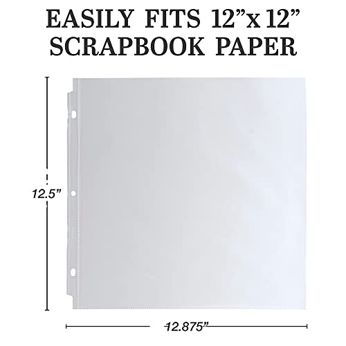 Samsill Scrapbook Refill Pages 12x12 Inches, 100 Pack, Super Heavyweight, Clear, Fits 3 Ring Scrapbook Binders and 12x12 Photo Album Refill Pages, Archival Safe, Top Loading, Acid Free, PVC Free