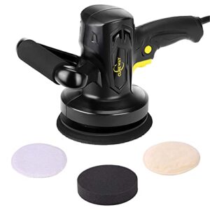 buffer polisher, 6-inch electric variable speed car buffer machine, random orbital polisher waxer kit with 3 pads for car detailing polishing and waxing, cubeway