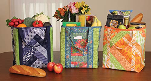 June Tailor Inc Quilt As You Go Shoppers Totes-3pk QAYG Sew/Nbr Utility Shop Tote