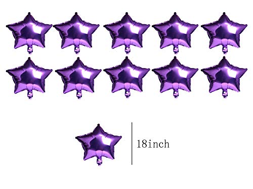 10pcs Star Shape Foil Mylar Balloons,18 Inch Balloon for Wedding Birthday Party Baby Shower Decoration (purple)