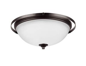 globe electric 61008 2-light flush mount, dark bronze, frosted white glass shade