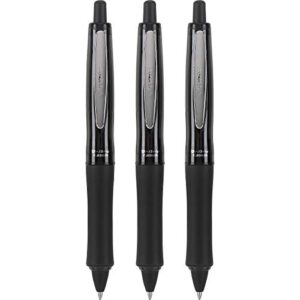 pilot dr. grip fullblack refillable & retractable ballpoint pen, medium point, black ink, 3-pack (14634)