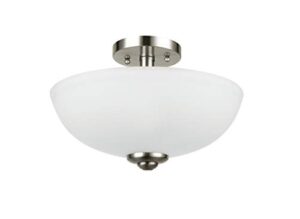 globe electric 61025 vienna 2-light semi-flush mount, brushed nickel, frosted glass shade