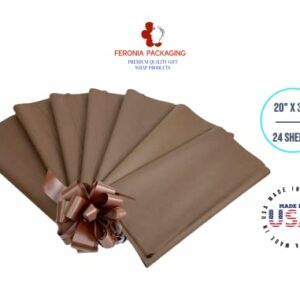 Chocolate Tissue Paper Squares, Bulk 24 Sheets, Premium Gift Wrap and Art Supplies for Birthdays, Holidays, or Presents by Feronia packaging, Large 20 Inch x 30 Inch