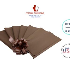 Chocolate Tissue Paper Squares, Bulk 24 Sheets, Premium Gift Wrap and Art Supplies for Birthdays, Holidays, or Presents by Feronia packaging, Large 20 Inch x 30 Inch