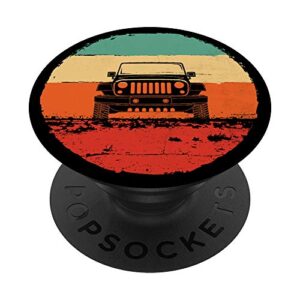 vintage sunset off road 4x4 vehicle popsockets popgrip: swappable grip for phones & tablets