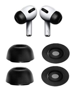 jnsa large size memory foam ear tips compatible with apple airpods pro, noise cancelling comfortable foam tips with built-in dust guard net,[fit in case], black 2 pairs sets,l