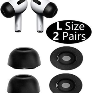 JNSA Large Size Memory Foam Ear Tips Compatible with Apple AirPods Pro, Noise Cancelling Comfortable Foam Tips with Built-in dust Guard net,[Fit in Case], Black 2 Pairs Sets,L