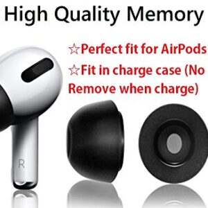 JNSA Large Size Memory Foam Ear Tips Compatible with Apple AirPods Pro, Noise Cancelling Comfortable Foam Tips with Built-in dust Guard net,[Fit in Case], Black 2 Pairs Sets,L