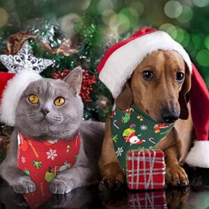 4 Pieces Christmas Dog Bandanas Pet Triangle Scarf Plaid Santa Pattern Pet Kerchief Snowflake Accessories Bibs for Dog Cat Pet