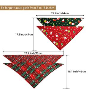 4 Pieces Christmas Dog Bandanas Pet Triangle Scarf Plaid Santa Pattern Pet Kerchief Snowflake Accessories Bibs for Dog Cat Pet