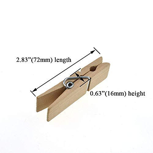 HAHIYO Wooden Clothes Pins Clothespins Extra Wide Do NOT Fall Apart 2.83 inches Length 11 Pack Sturdy Strong Springs No Rust No Discoloration for Laundry Craft Food Opened Bags